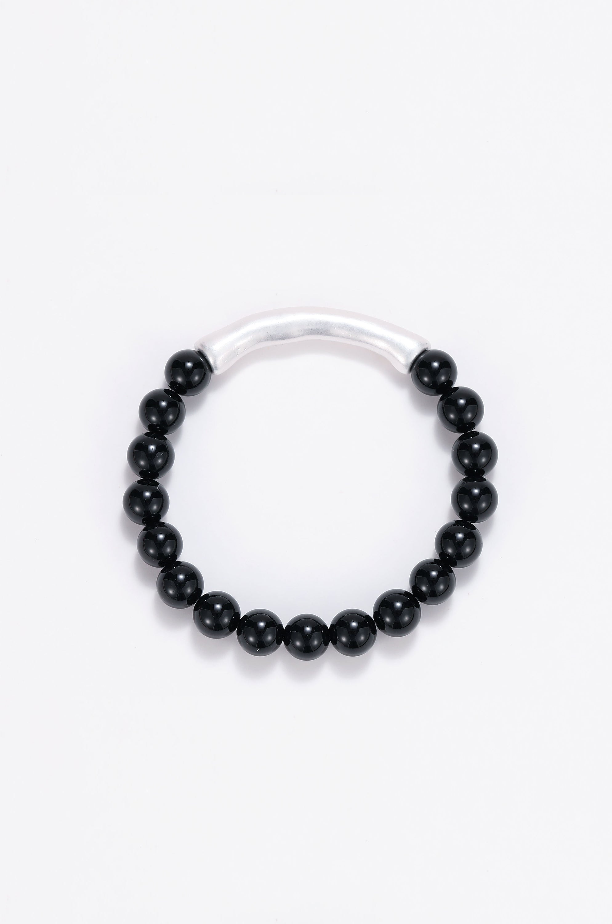 Magma onyx and silver beaded bracelet Black