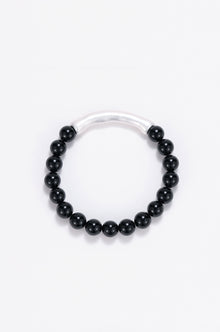 Magma onyx and silver beaded bracelet Black