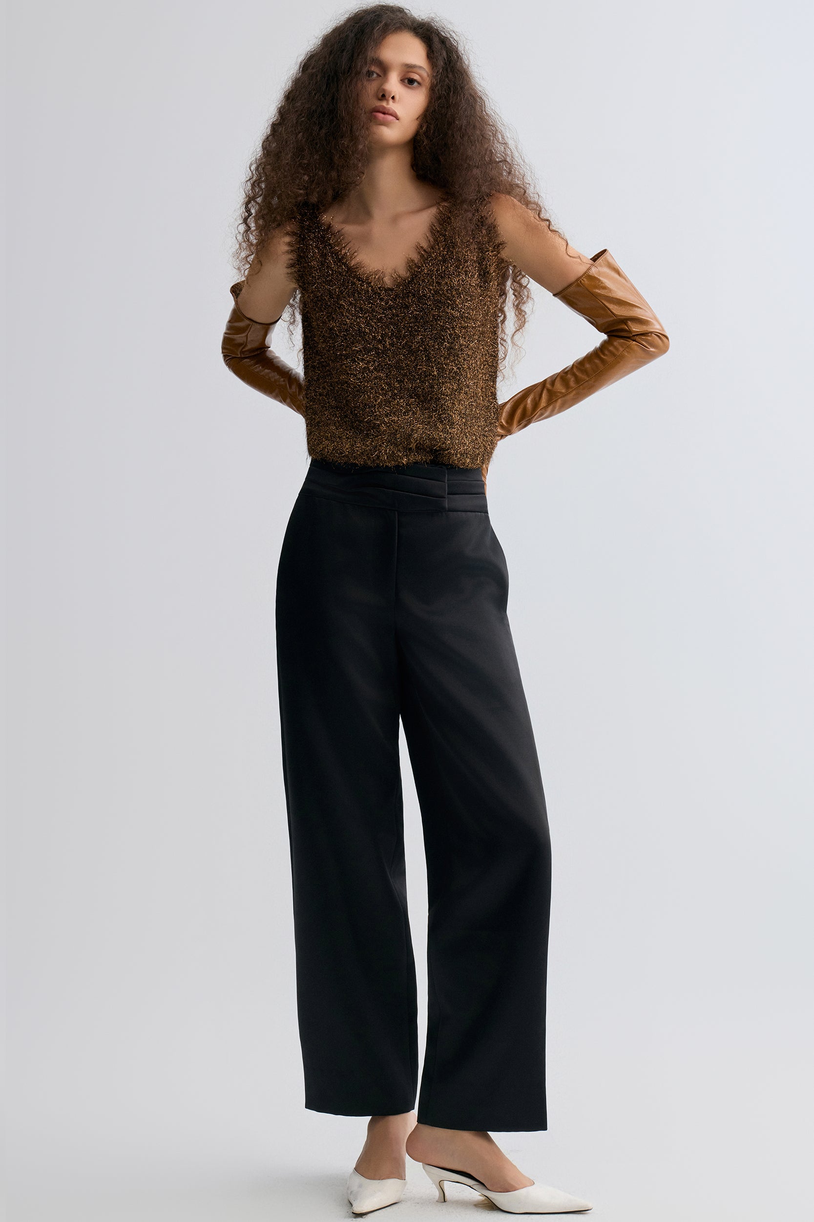 Fringe Metallic Tank Gold-tone