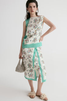 Scarf-print Twisted Top
