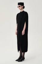 Double-faced Sculptural Wool Cape Coat Black