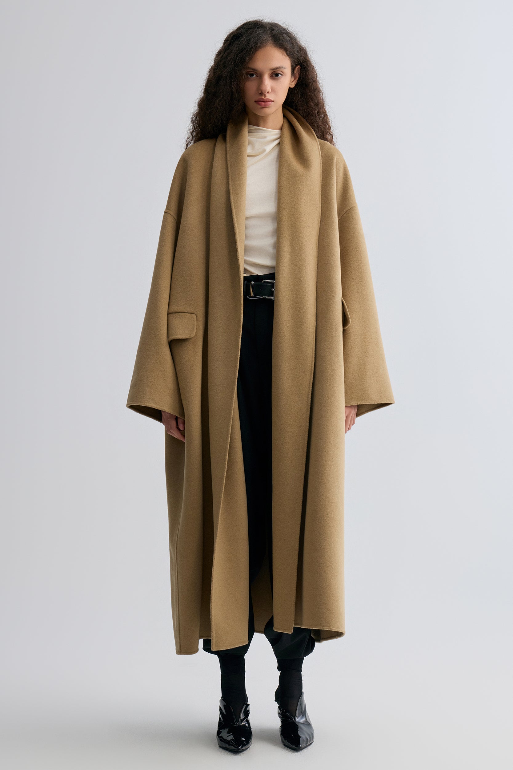 Oversized Double-faced Scarf Coat Hazel