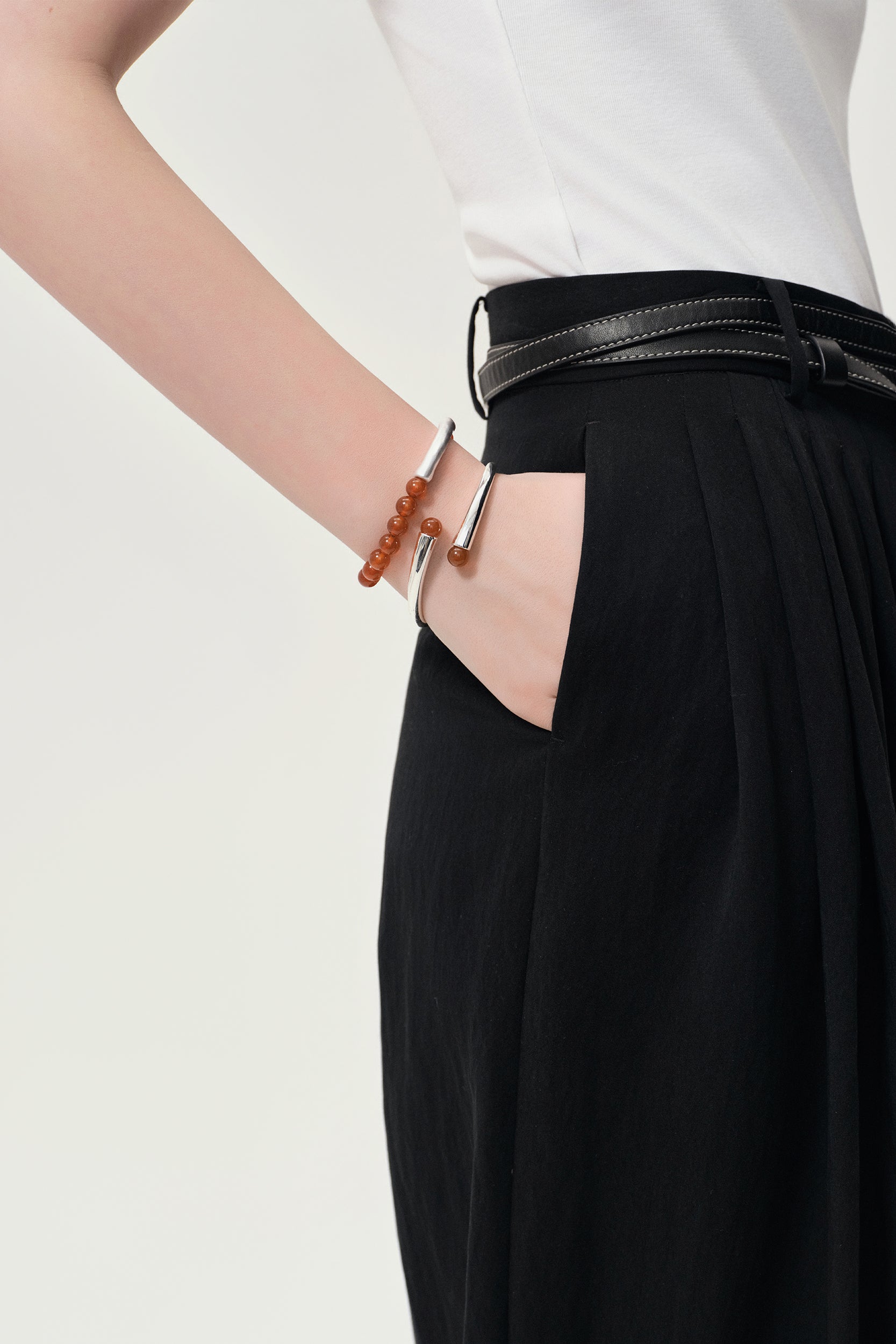 Magma carnelian and silver bracelet