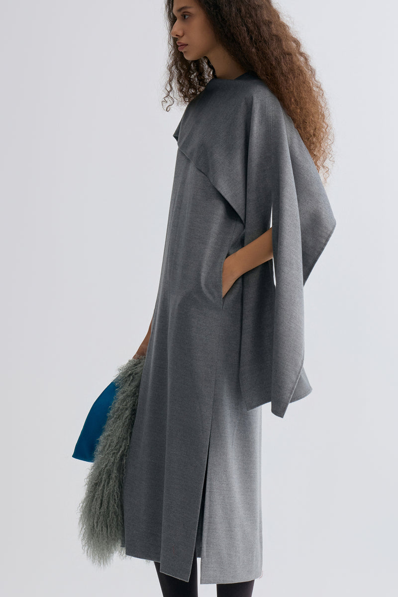 Opera Cape Maxi Dress Grey Melange