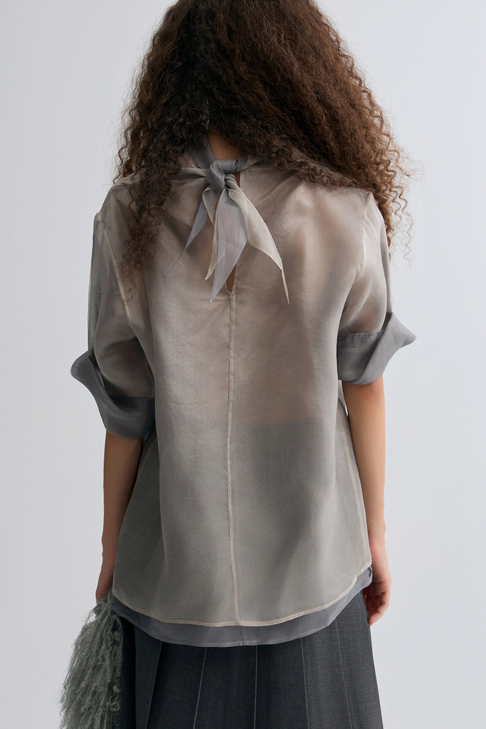 Two-tone Reversible Organza Blouse in silk