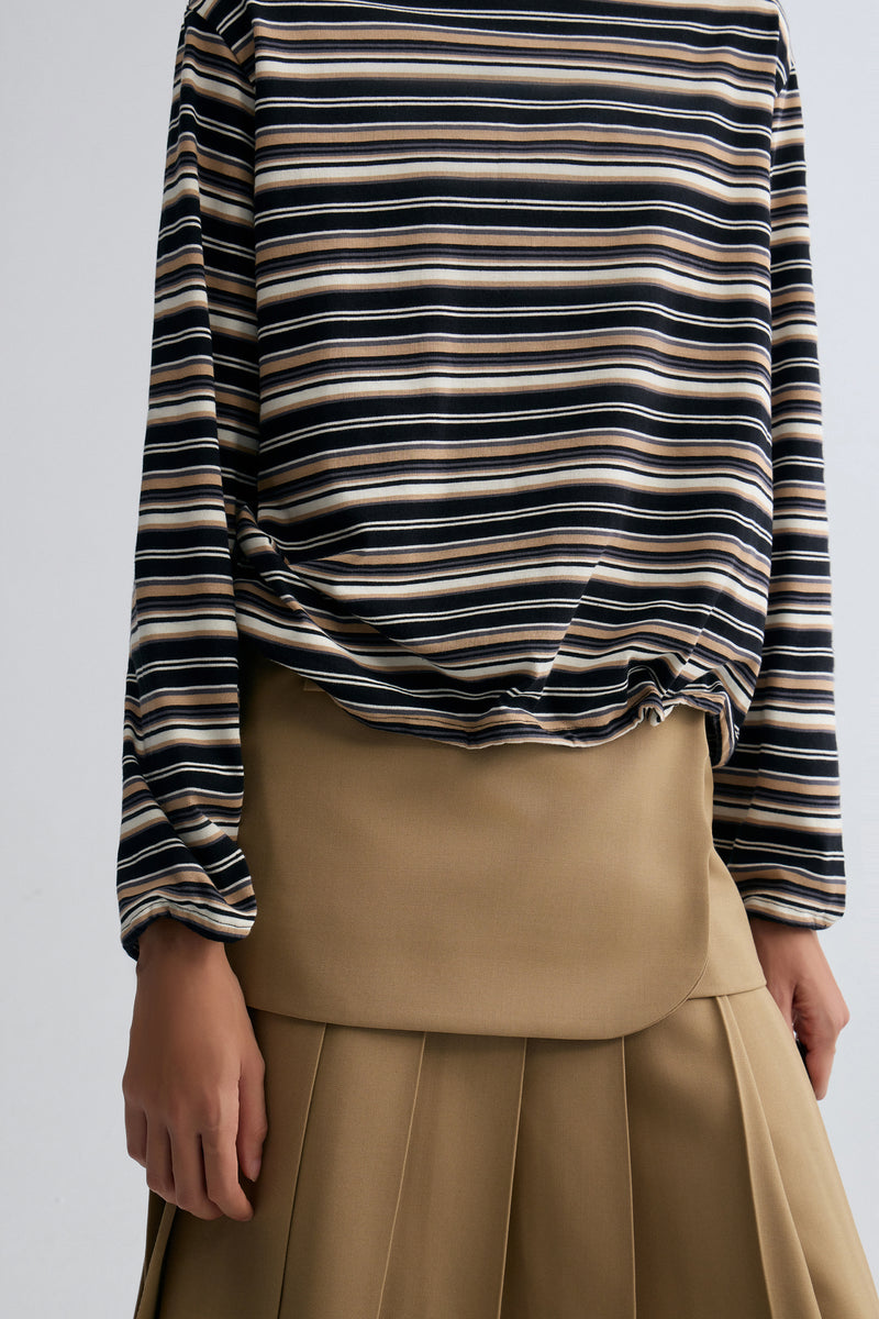 Shapeable Stripe T-shirt Black and Beige