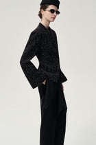 Collarless Sculptural Jacket Black