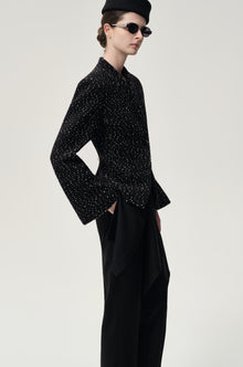 Collarless Sculptural Jacket Black