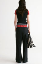 Slim V- neck T-shirt-Black