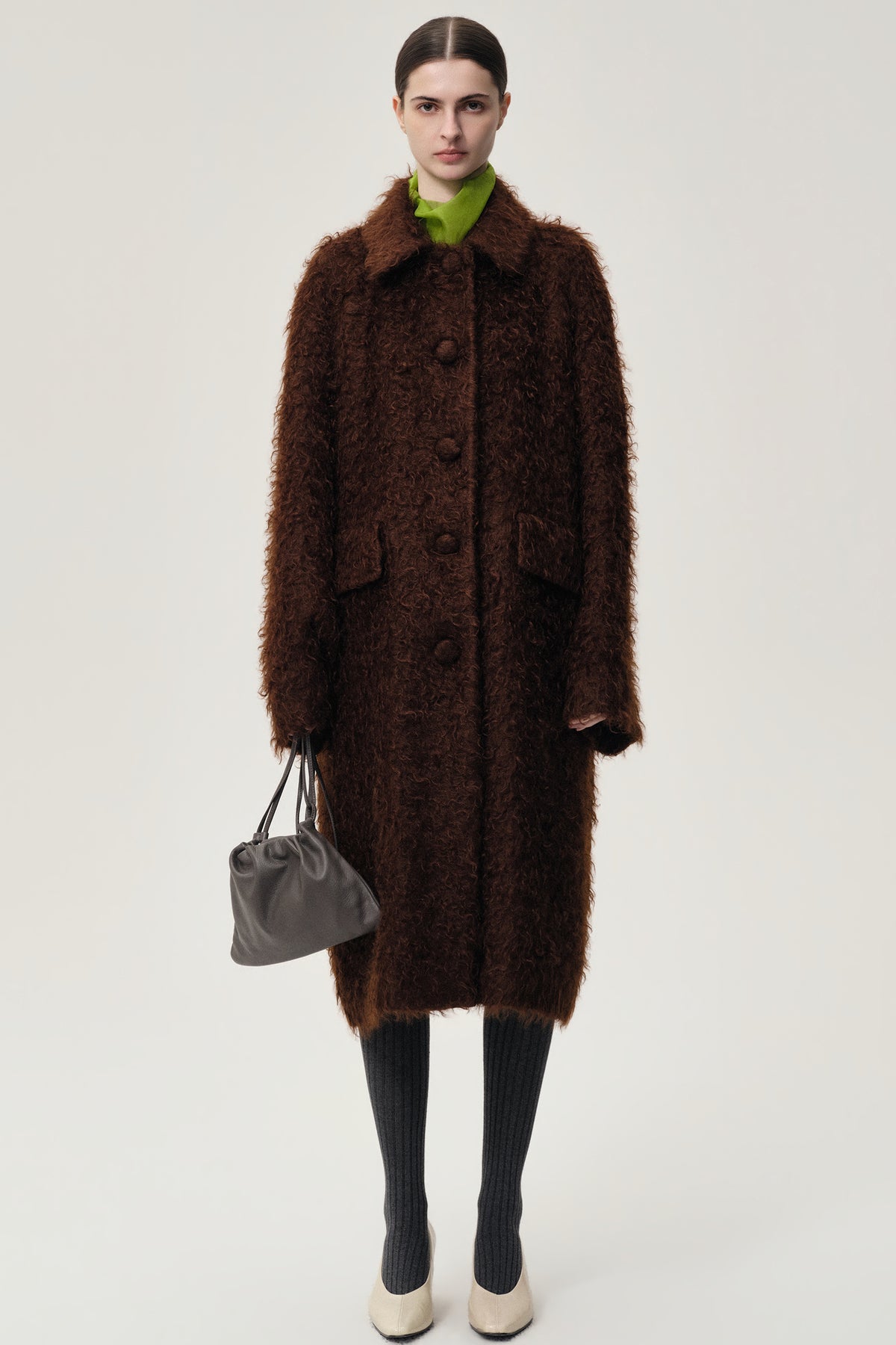 Modernist Mohair Coat Dark Brown