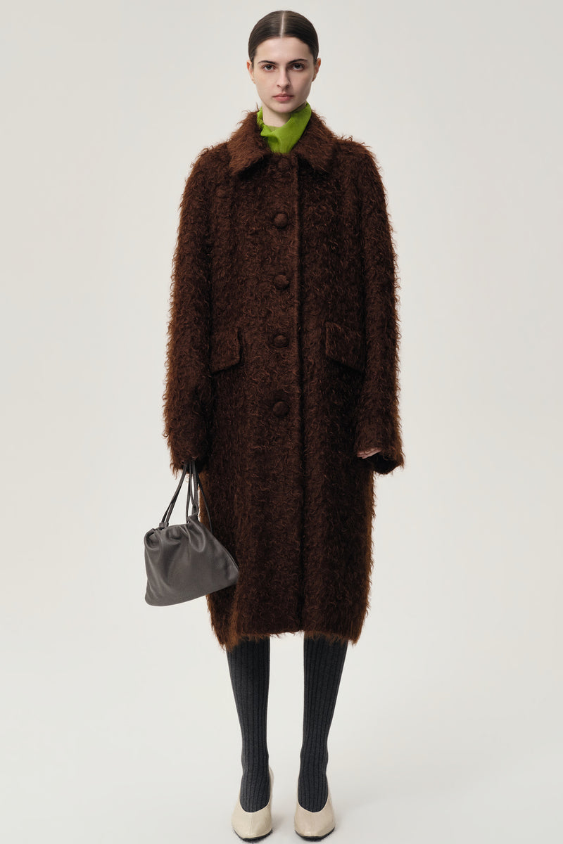 Modernist Mohair Coat Dark Brown