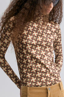 Geometric Long Sleeve Turtleneck Top