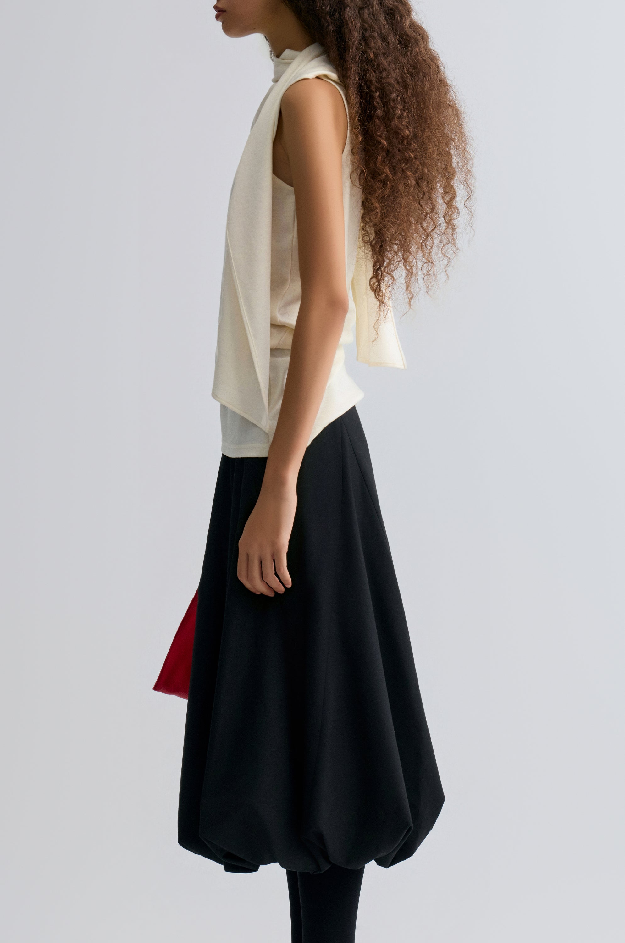 Scarf Wool Top Cream