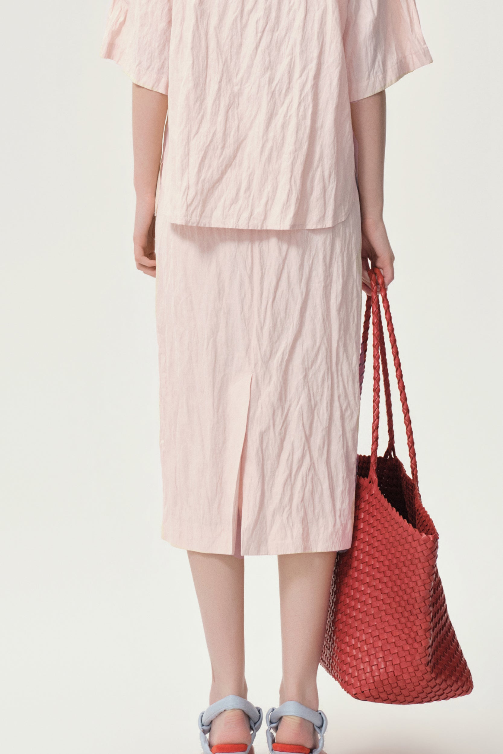 Crinkled Gauze Skirt Peach