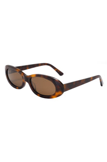 Audrey Oval-frame Sunglasses-Havana brown