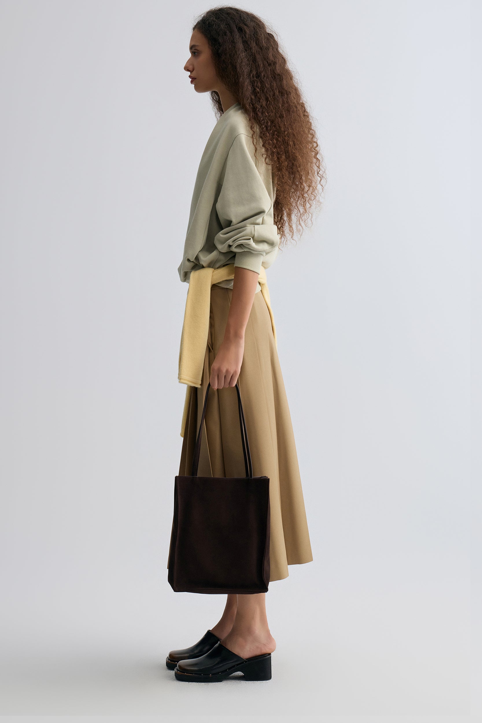 Cotton Panelled Sweater Stone Green