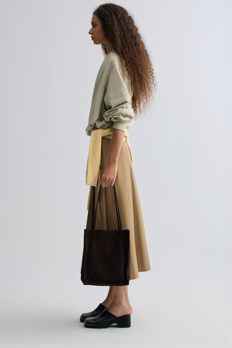 Cotton Panelled Sweater Stone Green