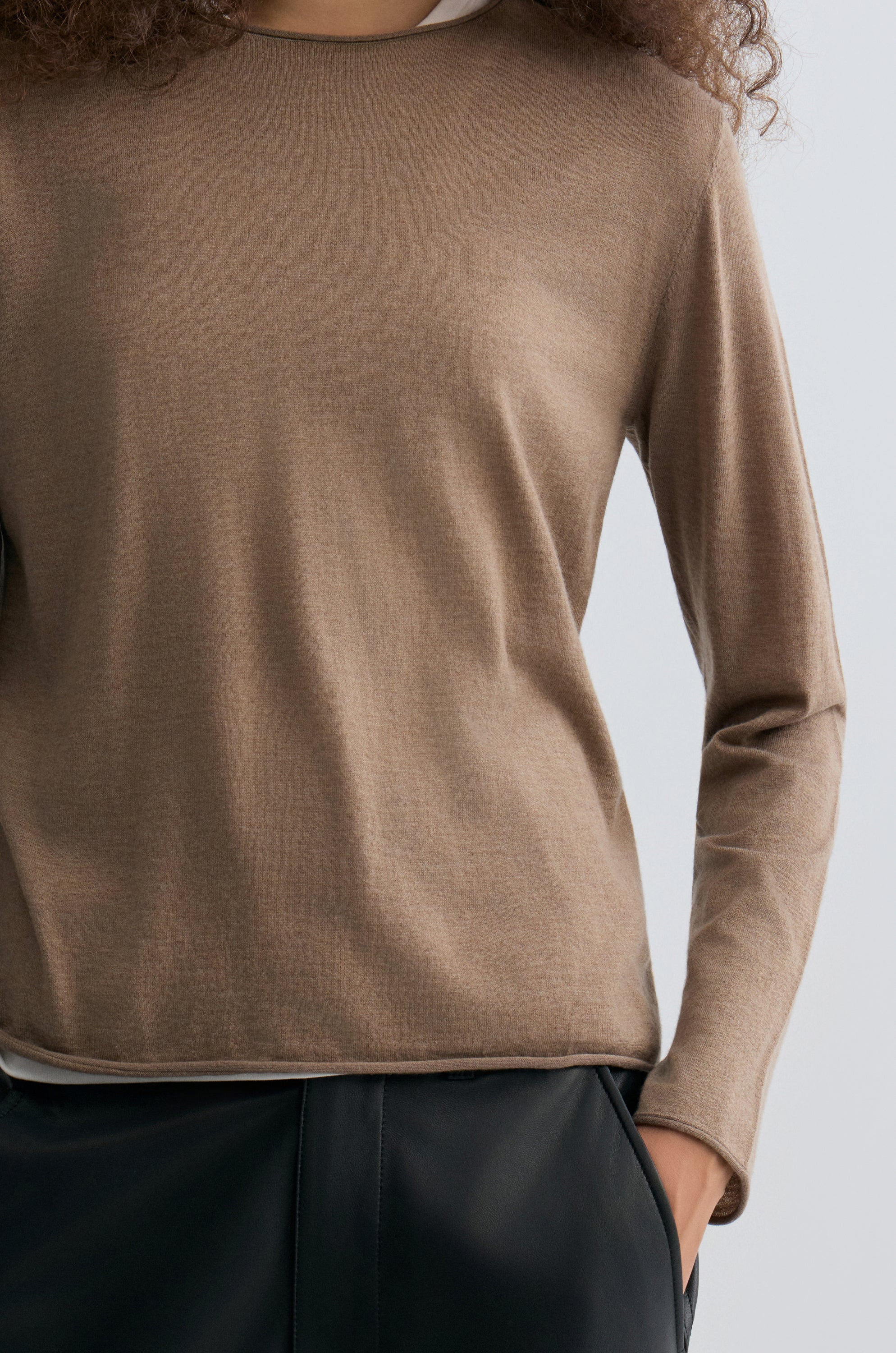 Cloudlike Knit Soft Crewneck Taupe Melange
