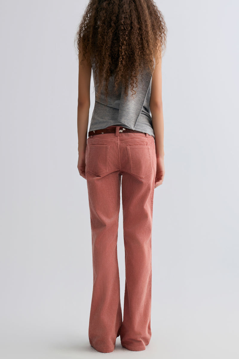 Corduroy Flared Trousers Abobe Rose