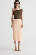 Rib Two-tone Skirt-Peach