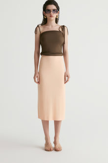 Rib Two-tone Skirt-Peach