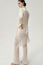 Crinkled Gauze Layered Skirt Trousers Ecru