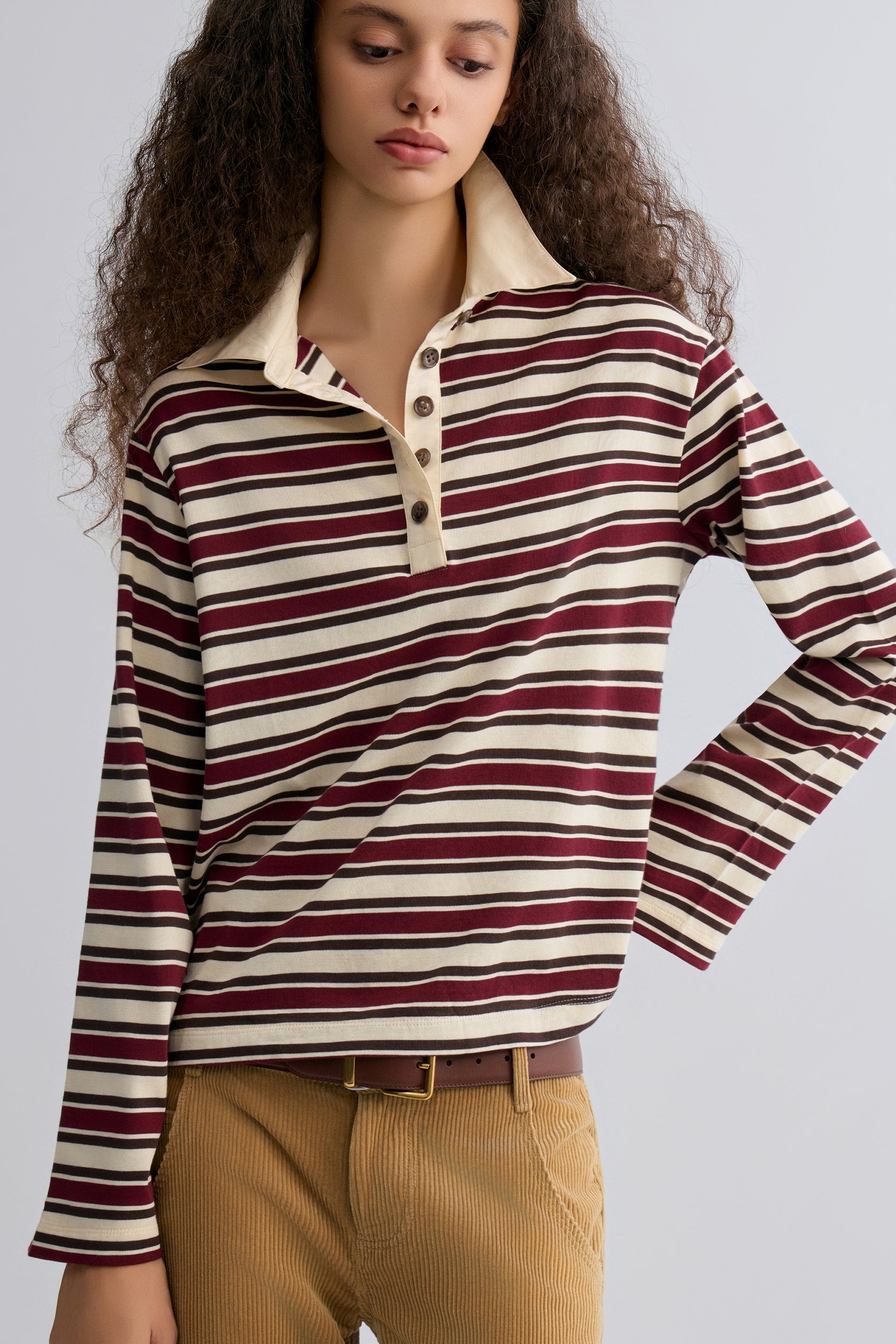 Rugby Stripe Polo Shirt Ivory