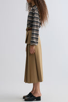 Double-layered Pleated Gabardine Skirt Camel