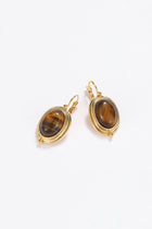 Gold-tone tiger's eye drop earrings