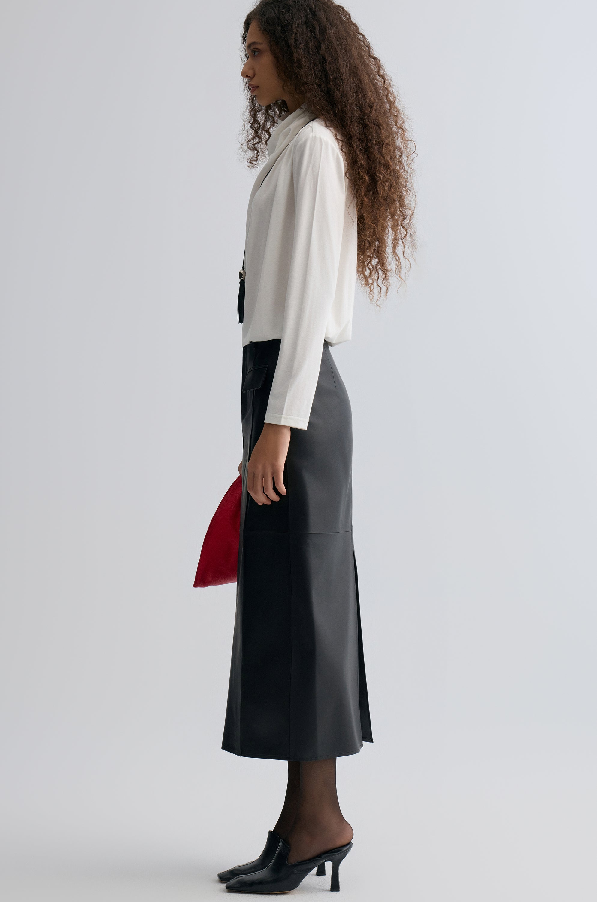 Kate Leather Column Skirt