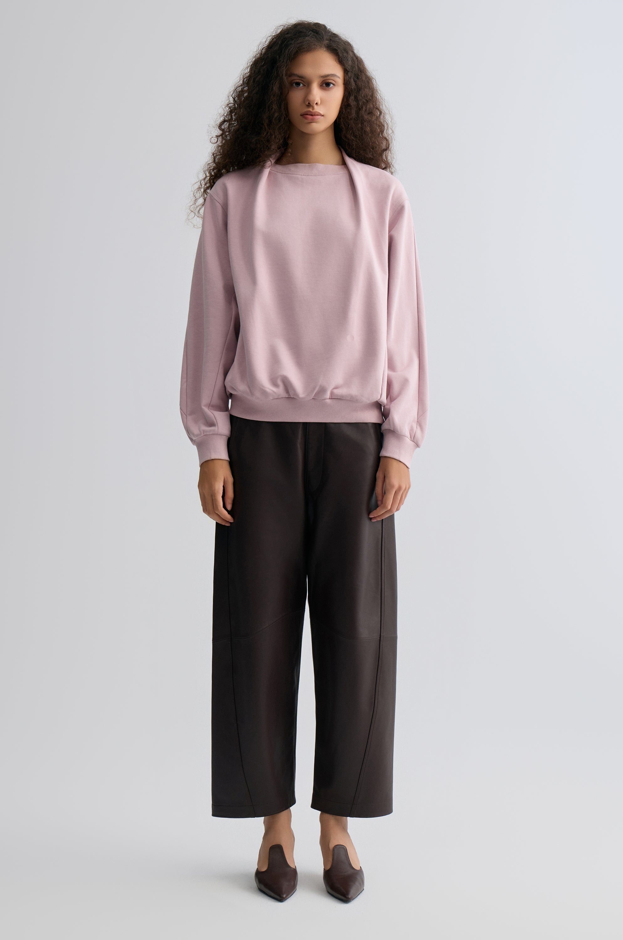 Cotton Panelled Sweater Lilac