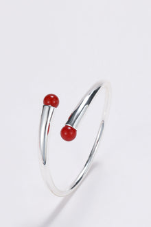 Silver carnelian wrap cuff bracelet