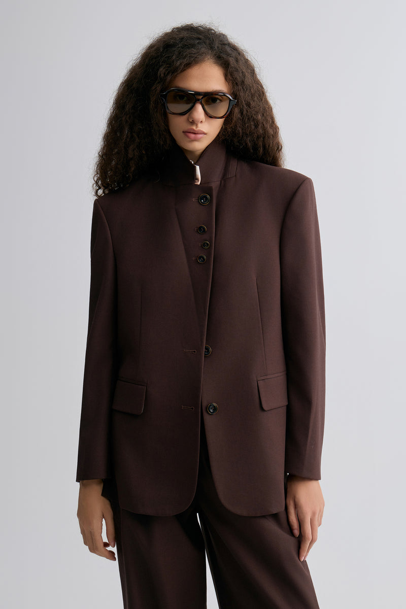 Boxy Single-Breasted Blazer Almandine