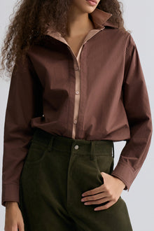 Relaxed Double-layer Shirt Rum