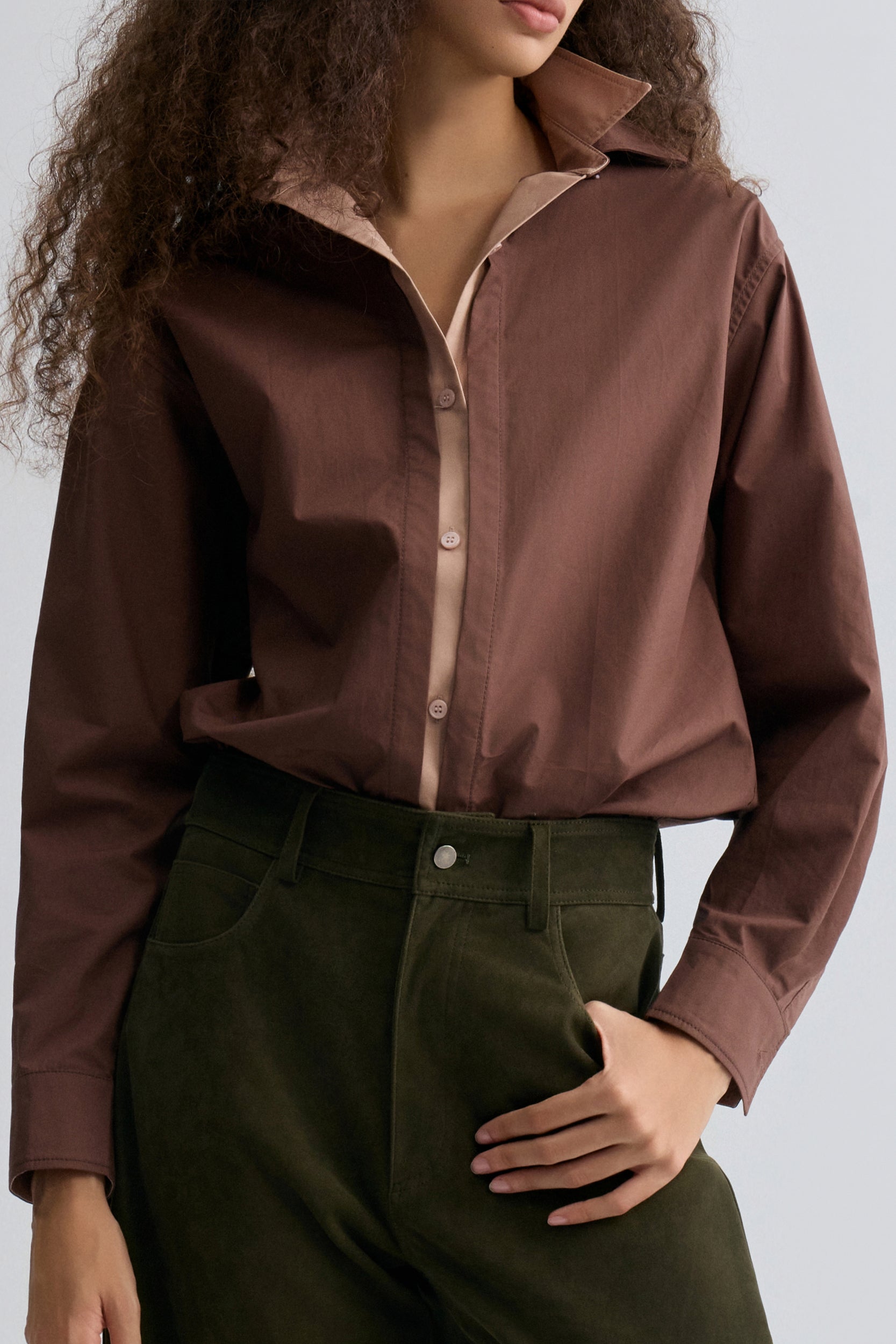Relaxed Double-layer Shirt Rum