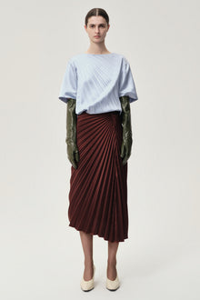 Asymmetrical Pleated Skirt Maroon