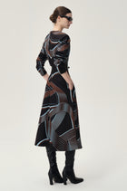 Printed Draped-waist Dress Multi