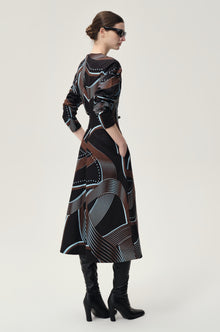 Printed Draped-waist Dress Multi