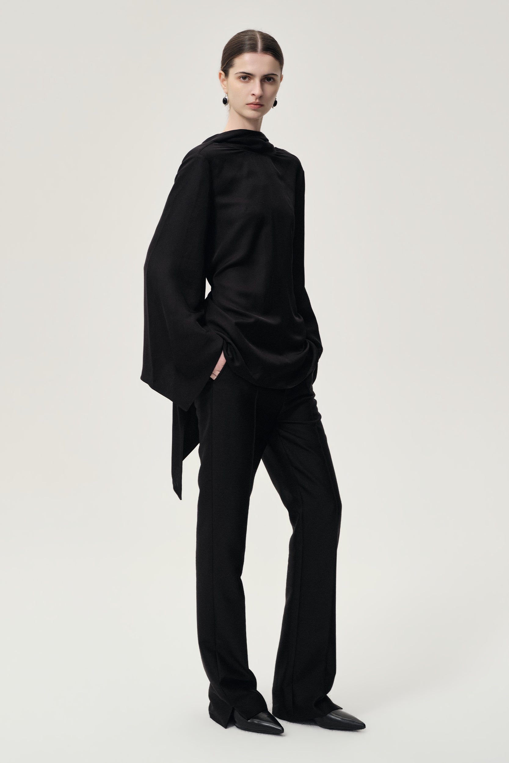 Reversible Scarf Blouse Black