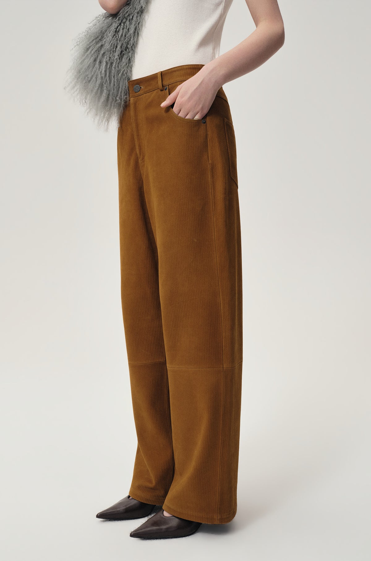 Corduroy Suede Trousers Tobacco