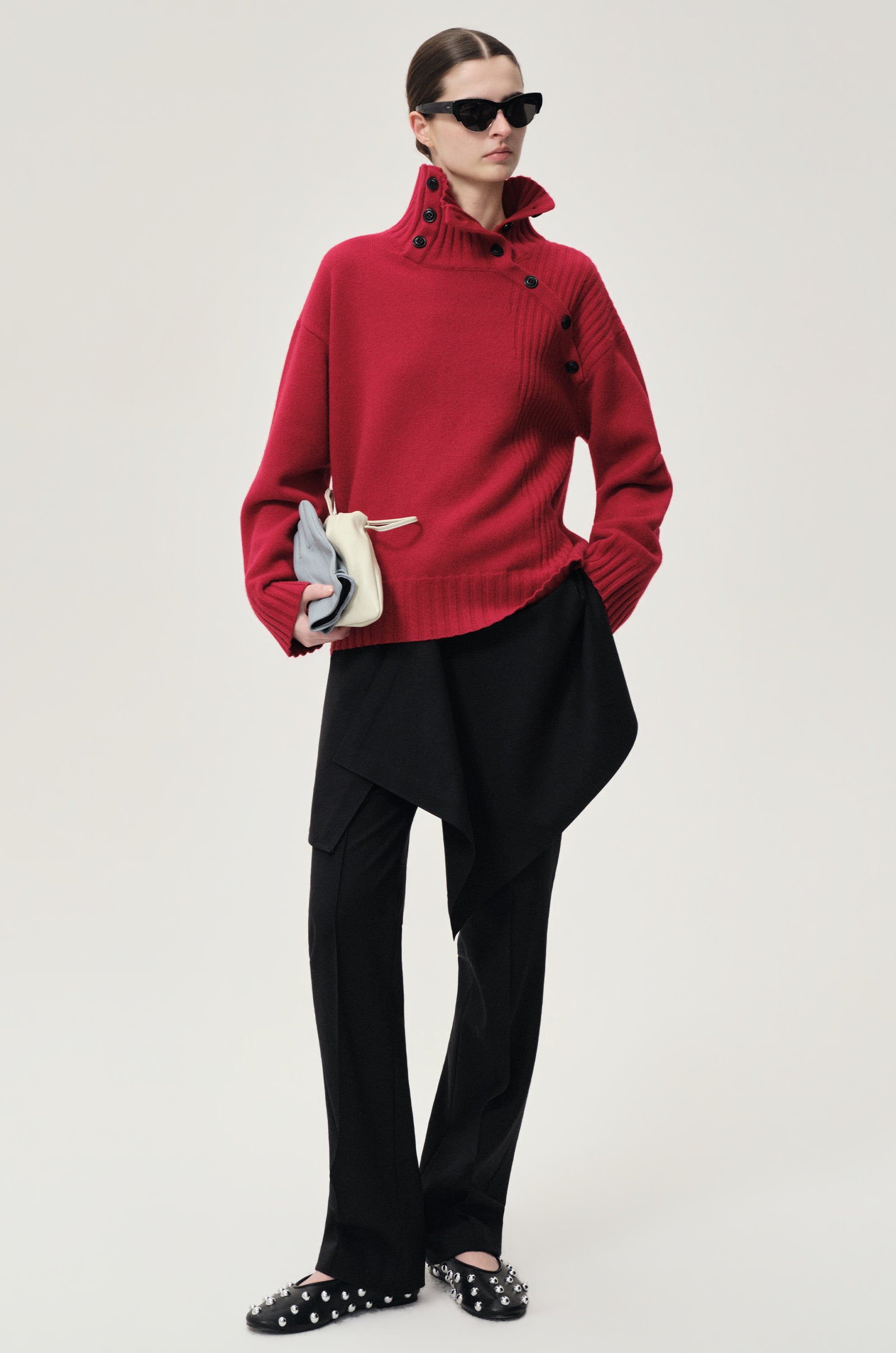 Vicky Turtleneck in Wool and Cashmere Red