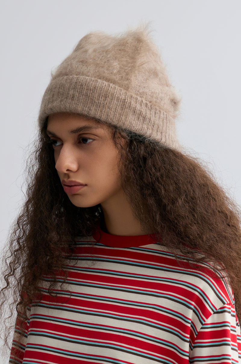Brushed Cashmere Beanie Cappuccino