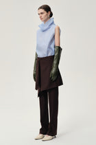 Silk Organza Turtleneck Top Light Blue