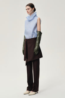Silk Organza Turtleneck Top Light Blue