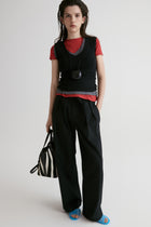 Slim V- neck T-shirt-Black