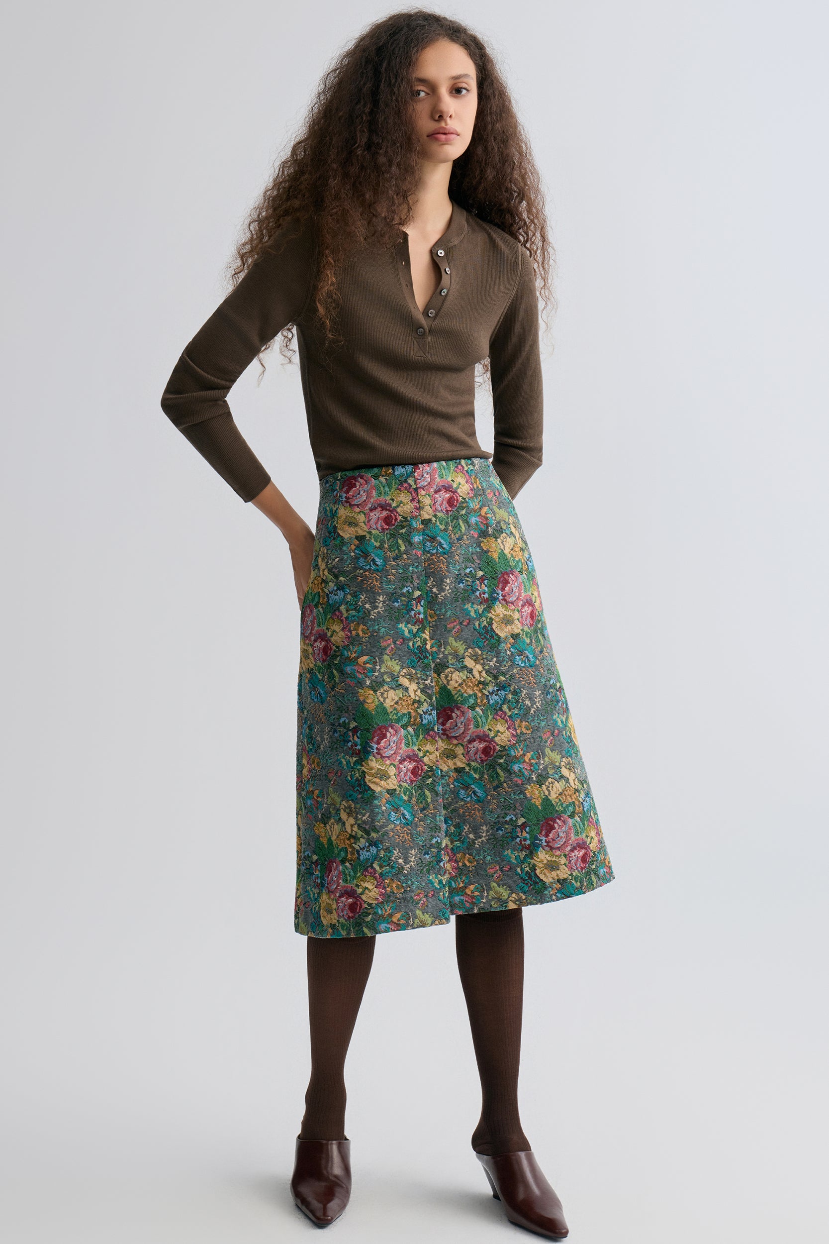 Rosetta Jacquard Skirt Grey