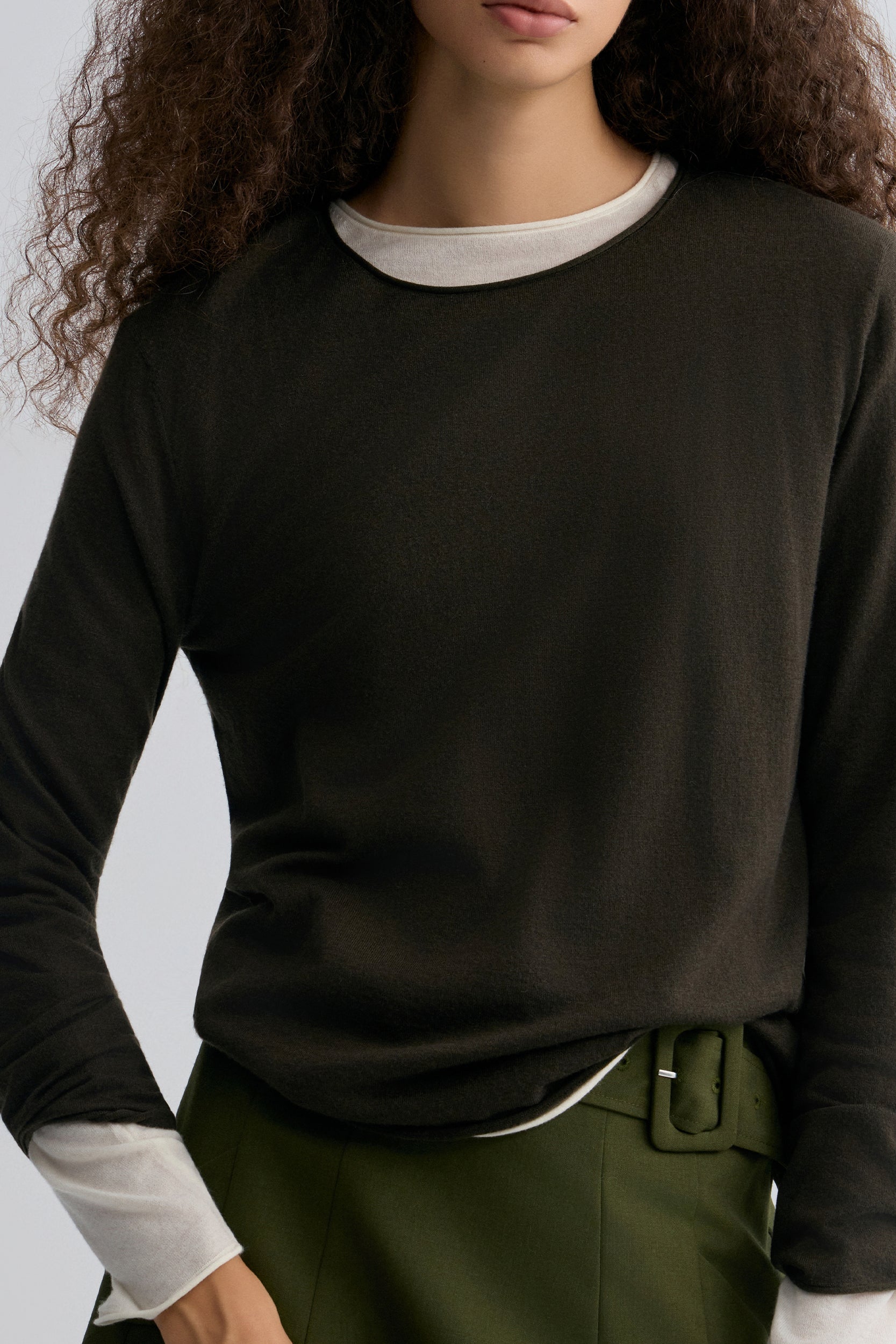 Cloudlike Knit Soft Crewneck Black Olive