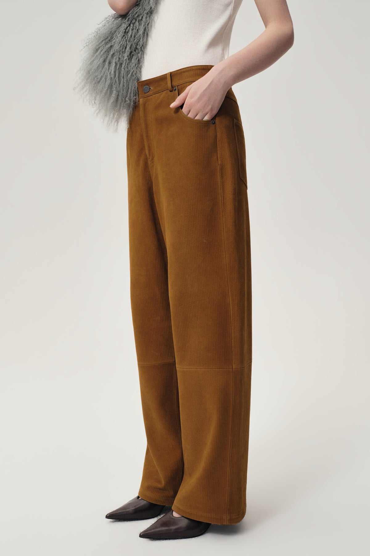 Corduroy Suede Trousers Tobacco