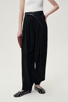 Balloon Pleat Trousers Black