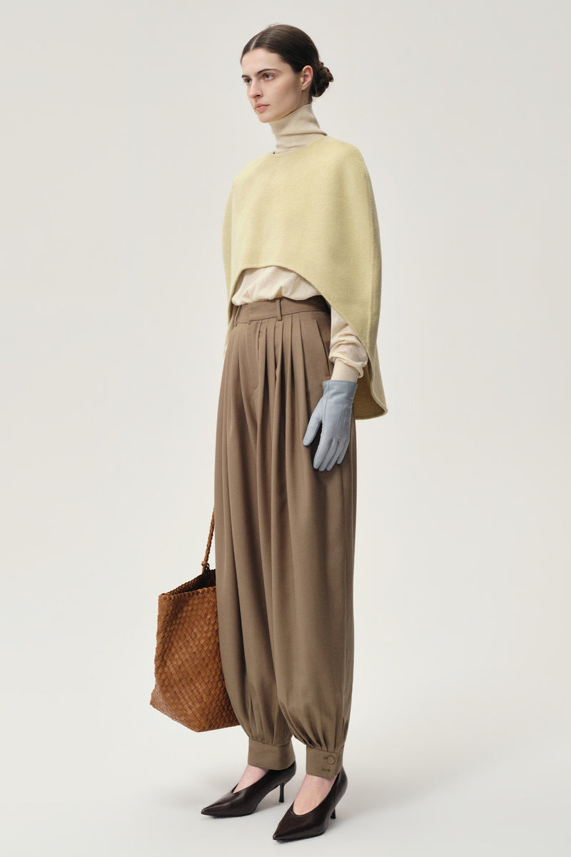 Opera Double-faced  Wool Cape Top Butter